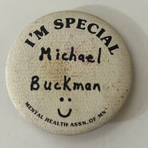 Mental Health Assn. of MN Michael Buckman Vintage Pinback Button STB7-PB2